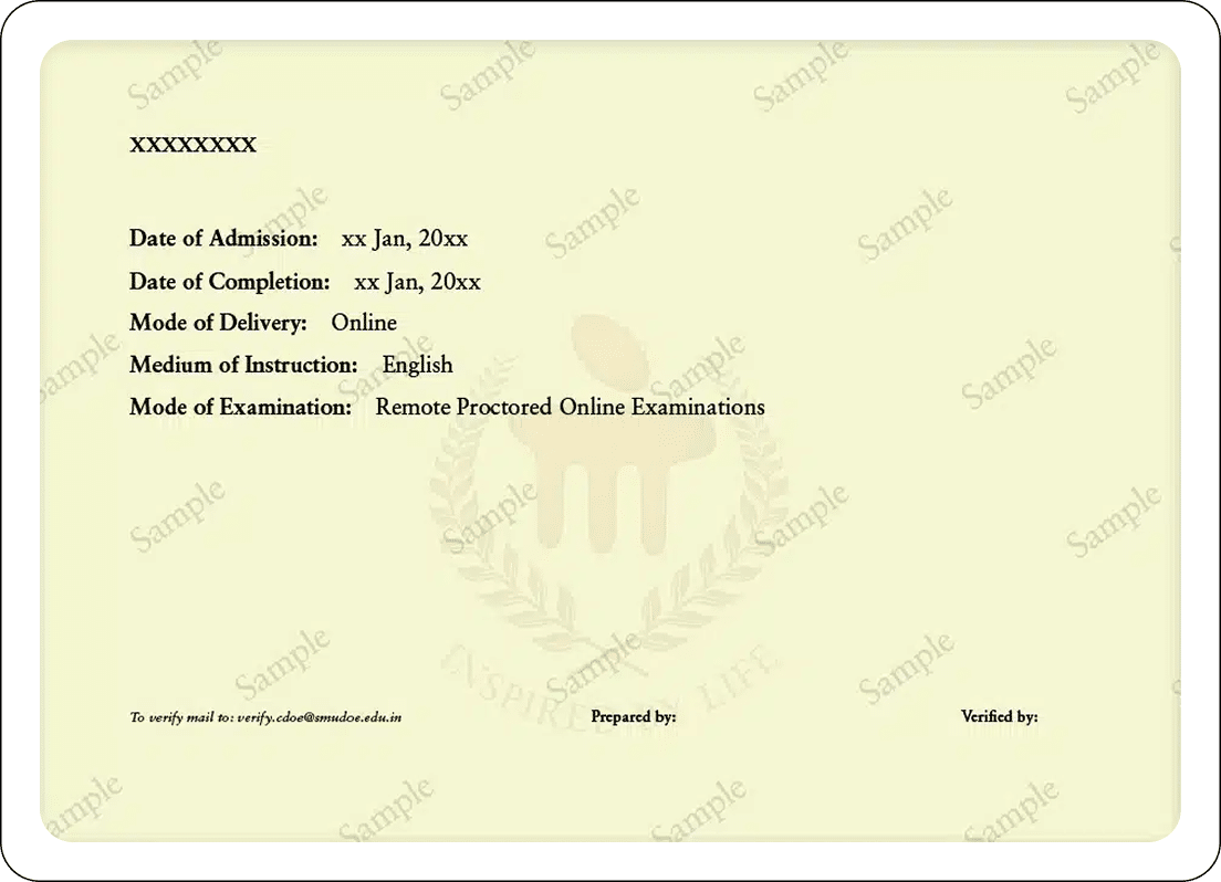 MCom Degree Certificate